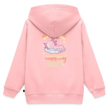 Chemise de sieste Axolotl Morgenmuffel Nap Axo - Sweat Premium à capuche zippé enfant bio - rose - Dos - AI Model Kid Female (0cm)