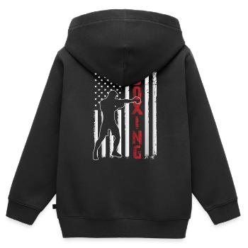Boxer Boxring Amerikaflagge Box Boxkampf Boxsack - Kinder Premium Organic Zip Hoodie - Schwarz - Hinten - AI Model Kid Male (0cm)
