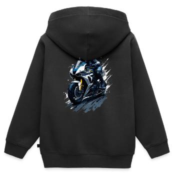 Sportmotorrad-Illustration - Kinder Premium Organic Zip Hoodie - Schwarz - Hinten - AI Model Kid Male (0cm)