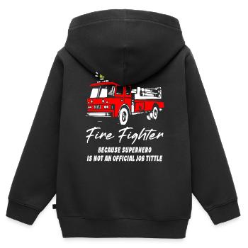 Firefighter Superhero - Kinder Premium Organic Zip Hoodie - Schwarz - Hinten - AI Model Kid Male (0cm)