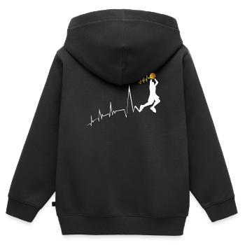 Basketball Spieler Herzschlag Basketballliebhaber - Kinder Premium Organic Zip Hoodie - Schwarz - Hinten - AI Model Kid Male (0cm)