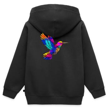 Buntes Spektrum farbenfroher Kolibri-Flügel - Kinder Premium Organic Zip Hoodie - Schwarz - Hinten - AI Model Kid Male (0cm)