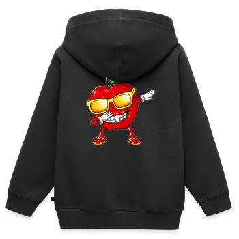 Apfel Dabbing Apfelbaum Dab Frühling Apfeloutfit - Kinder Premium Organic Zip Hoodie - Schwarz - Hinten - AI Model Kid Male (0cm)