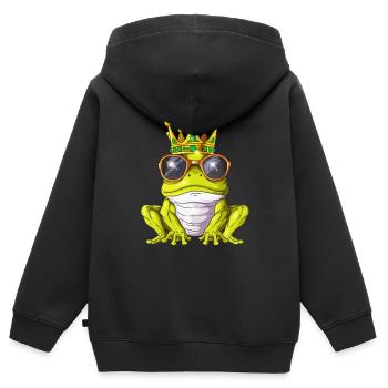 Cooler Froschkönig Royalty Kröten König Krone - Kinder Premium Organic Zip Hoodie - Schwarz - Hinten - AI Model Kid Male (0cm)