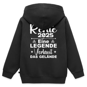 Pension 2025 - Une légende quitte le site - Sweat Premium à capuche zippé enfant bio - noir - Dos - AI Model Kid Male (0cm)
