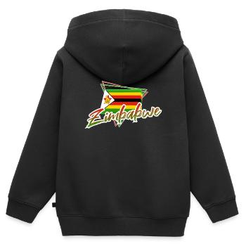 Zimbabwe - Sweat Premium à capuche zippé enfant bio - noir - Dos - AI Model Kid Male (0cm)