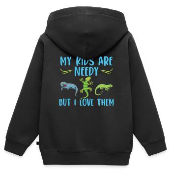 Gecko - Kinder Premium Organic Zip Hoodie - Schwarz - Hinten - AI Model Kid Male (0cm)