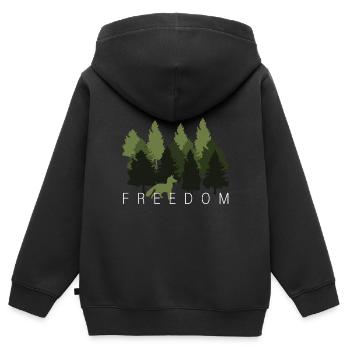 Renard forêt Liberté Sentence - Sweat Premium à capuche zippé enfant bio - noir - Dos - AI Model Kid Male (0cm)