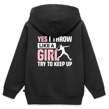 Lanceur de javelot - Sweat Premium à capuche zippé enfant bio - noir - Dos - AI Model Kid Male (0cm)