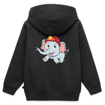 Brigade de pompiers Sweet Elephant - Sweat Premium à capuche zippé enfant bio - noir - Dos - AI Model Kid Male (0cm)