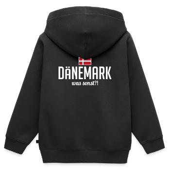 Dänemark was sonst Spruch Urlaubsland Urlaub - Kinder Premium Organic Zip Hoodie - Schwarz - Hinten - AI Model Kid Male (0cm)