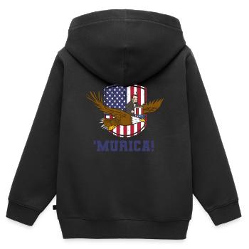 USA Flagge | Patriot Patriotismus Amerika Geschenk - Kinder Premium Organic Zip Hoodie - Schwarz - Hinten - AI Model Kid Male (0cm)