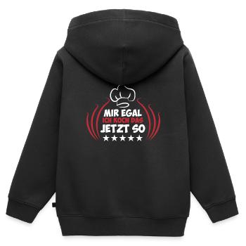 Mir egal ich mach das jetzt so Koch Spruch - Kinder Premium Organic Zip Hoodie - Schwarz - Hinten - AI Model Kid Male (0cm)