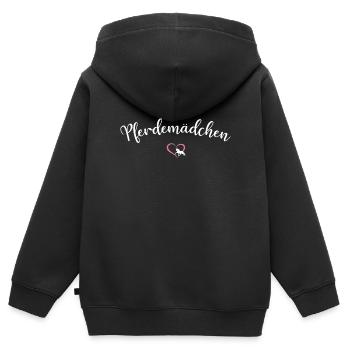 Pferdemädchen | Ich liebe Pferde - Kinder Premium Organic Zip Hoodie - Schwarz - Hinten - AI Model Kid Male (0cm)