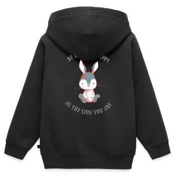 Tapferes Kaninchen - Kinder Premium Organic Zip Hoodie - Schwarz - Hinten - AI Model Kid Male (0cm)