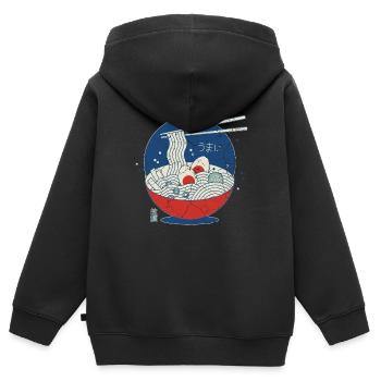 Great Ramen Wave / Great Ramen Wave vintage / aliments - Sweat Premium à capuche zippé enfant bio - noir - Dos - AI Model Kid Male (0cm)