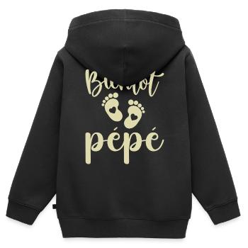 Bientôt pépé - Sweat Premium à capuche zippé enfant bio - noir - Dos - AI Model Kid Male (0cm)
