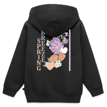 Brise printanière - Sweat Premium à capuche zippé enfant bio - noir - Dos - AI Model Kid Male (0cm)