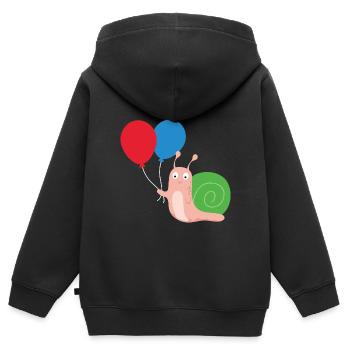 Schnecke mit Luftballons - Kinder Premium Organic Zip Hoodie - Schwarz - Hinten - AI Model Kid Male (0cm)