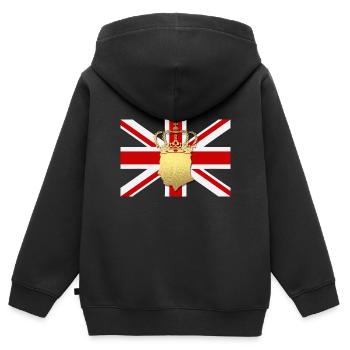 Couronnement du roi britannique Charles Angleterre Drapeau - Sweat Premium à capuche zippé enfant bio - noir - Dos - AI Model Kid Male (0cm)