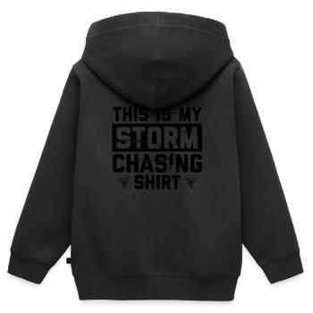 Sturmjäger Geschenke | Unwetter Sturm Jäger Blitz - Kinder Premium Organic Zip Hoodie - Schwarz - Hinten - AI Model Kid Male (0cm)