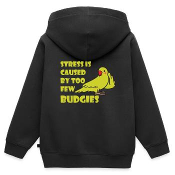Perruche ondulée - Sweat Premium à capuche zippé enfant bio - noir - Dos - AI Model Kid Male (0cm)
