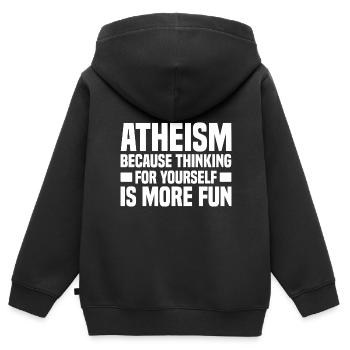 Atheismus Skeptiker Atheisten Atheist Wissenschaft - Kinder Premium Organic Zip Hoodie - Schwarz - Hinten - AI Model Kid Male (0cm)