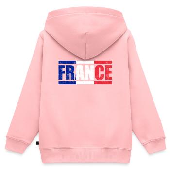 France - Sweat Premium à capuche zippé enfant bio - rose - Dos - AI Model Kid Female (0cm)