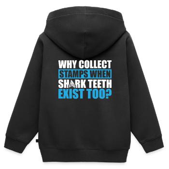 Dent de requin - Sweat Premium à capuche zippé enfant bio - noir - Dos - AI Model Kid Male (0cm)