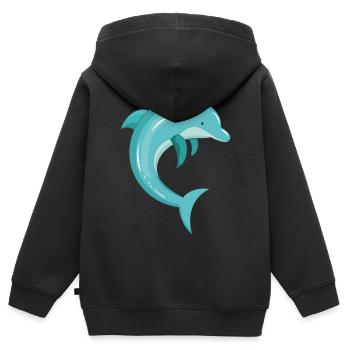 Delfin - Sweat Premium à capuche zippé enfant bio - noir - Dos - AI Model Kid Male (0cm)