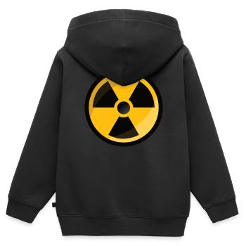 Signe d'avertissement de rayonnement Signe d'atome radioactif - Sweat Premium à capuche zippé enfant bio - noir - Dos - AI Model Kid Male (0cm)