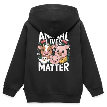 Vegetarian Vegan Veggie Vegetarian - Kids Premium Organic Zip-up Hoodie - black - Back - AI Model Kid Male (0cm)