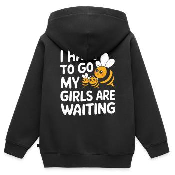 abeille abeille apicultrice abeille abeille - Sweat Premium à capuche zippé enfant bio - noir - Dos - AI Model Kid Male (0cm)