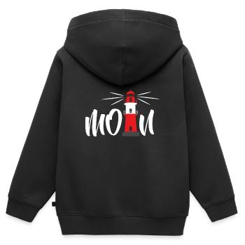 Moin Norddeutschland Begrüßung Leuchtturm - Kinder Premium Organic Zip Hoodie - Schwarz - Hinten - AI Model Kid Male (0cm)