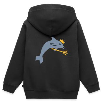 ★ design colors changeable ★ dolphin, crown, trident - Kids Premium Organic Zip-up Hoodie - black - Back - AI Model Kid Male (0cm)