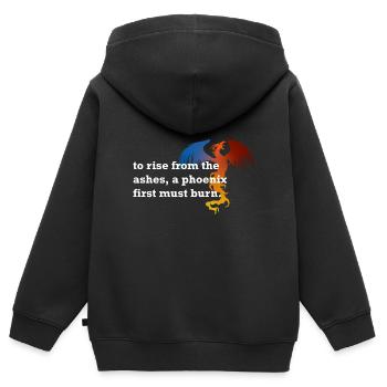 pour renaître de ses cendres, un phénix doit d'abord brûler - Sweat Premium à capuche zippé enfant bio - noir - Dos - AI Model Kid Male (0cm)
