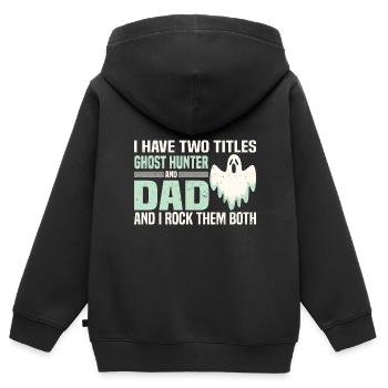 Dictons de SOS Fantômes | Cadeaux Ghost Hunter - Sweat Premium à capuche zippé enfant bio - noir - Dos - AI Model Kid Male (0cm)