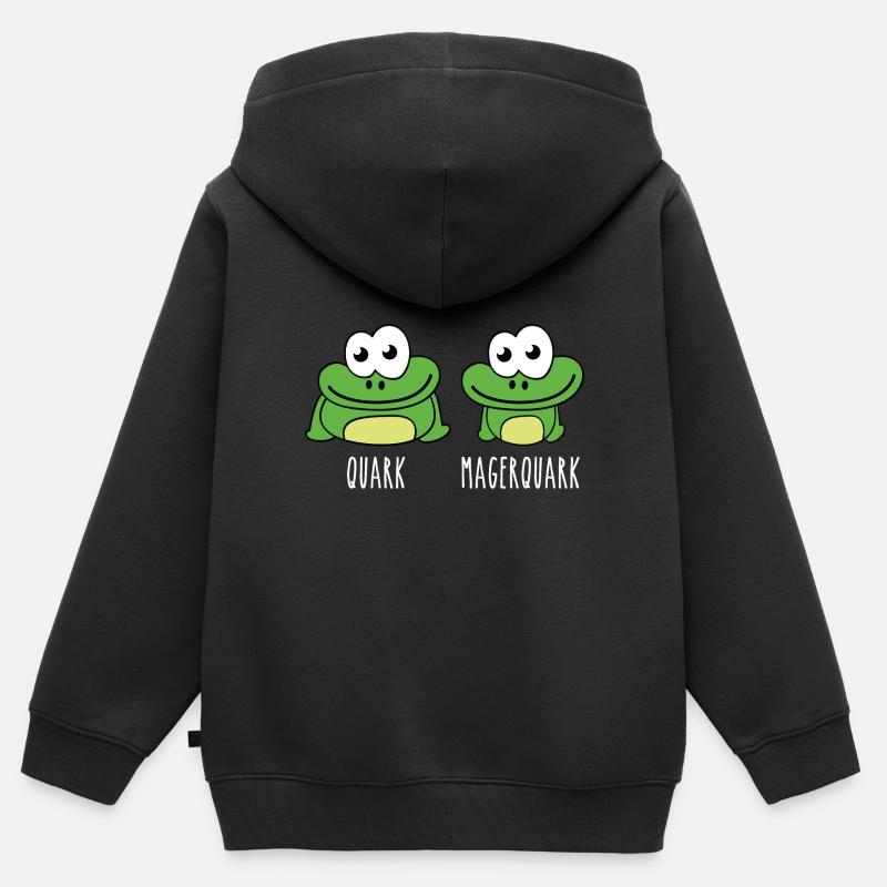 jolies grenouilles Quark Magerquark jeu de mots - Sweat Premium à capuche zippé enfant bio - noir