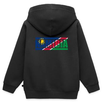 Namibia - Kinder Premium Organic Zip Hoodie - Schwarz - Hinten - AI Model Kid Male (0cm)