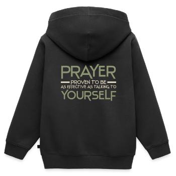 Anti-religion - Sweat Premium à capuche zippé enfant bio - noir - Dos - AI Model Kid Male (0cm)