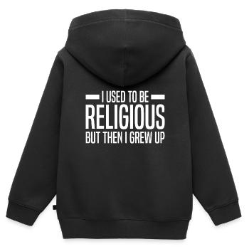 Atheisten Sprüche | Atheismus Skeptiker Geschenke - Kinder Premium Organic Zip Hoodie - Schwarz - Hinten - AI Model Kid Male (0cm)