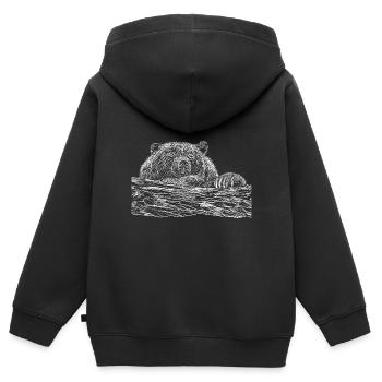 Gelangweilter Bär Wartet - Kinder Premium Organic Zip Hoodie - Schwarz - Hinten - AI Model Kid Male (0cm)