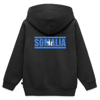 Somalie - Sweat Premium à capuche zippé enfant bio - noir - Dos - AI Model Kid Male (0cm)