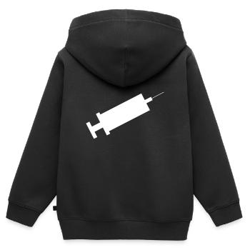 Spritze - Kinder Premium Organic Zip Hoodie - Schwarz - Hinten - AI Model Kid Male (0cm)