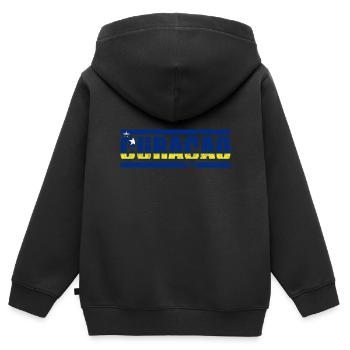 Curaçao - Kinder Premium Organic Zip Hoodie - Schwarz - Hinten - AI Model Kid Male (0cm)