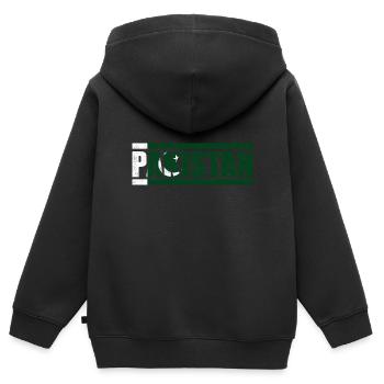 Pakistan - Kinder Premium Organic Zip Hoodie - Schwarz - Hinten - AI Model Kid Male (0cm)