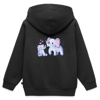 Süsse Elefanten mit Rosa Herzen und Sternen - Kinder Premium Organic Zip Hoodie - Schwarz - Hinten - AI Model Kid Male (0cm)