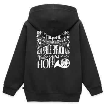 Horn png - Kinder Premium Organic Zip Hoodie - Schwarz - Hinten - AI Model Kid Male (0cm)