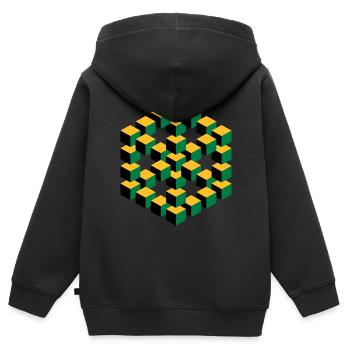 unmögliche Figur Escher Würfel Geometrie Phantasie - Kinder Premium Organic Zip Hoodie - Schwarz - Hinten - AI Model Kid Male (0cm)