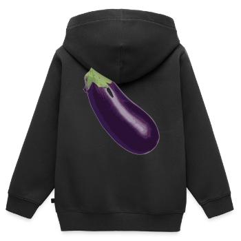 aubergine,Gemüse, - Kinder Premium Organic Zip Hoodie - Schwarz - Hinten - AI Model Kid Male (0cm)